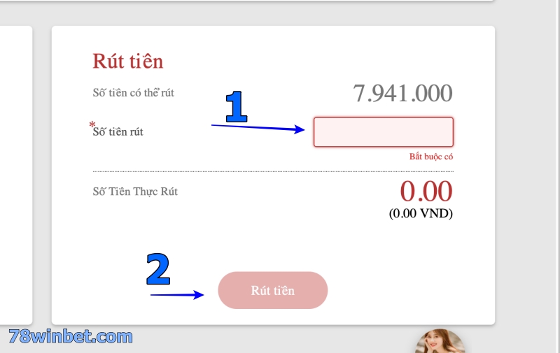 Quy định quan trọng về rút tiền nhanh 78win